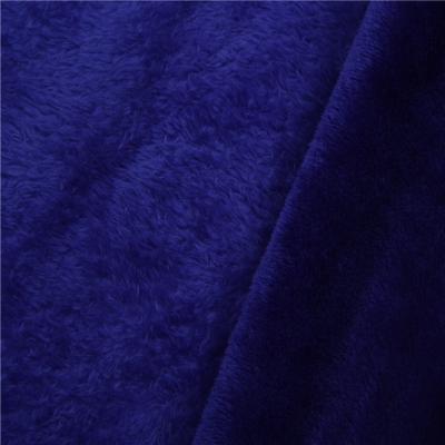 China Wholesale dark blue solid color blackout long hair fabric super soft shu velvet for sale