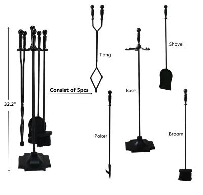 China For Home OEM Accept Fireplace Tool Kit, Fireplace Accessories, Stove Tools 5pc/carton Acceptable Steel 32