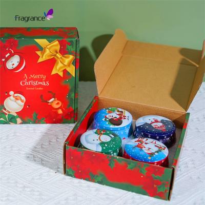 China Christmas Gift Box Aluminum Heat Resistant Candle Jar Massage Soy Wax Candles Gift Set Luxury Scented Candles for sale