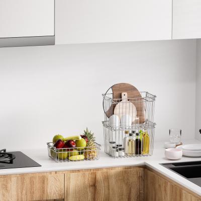 China Convenient Household Kitchen Stainless Steel Wire Basket for Organizing and Storing for sale