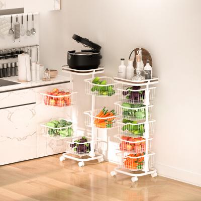 China Convenient Metal Storage Rotating Storage Trolley with 3 Tiers and Wheels for sale