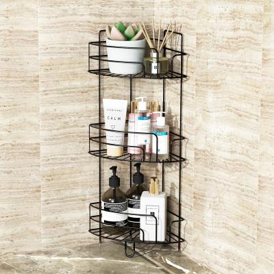 China Three-layer Iron Wire Rack Bathroom Corner Shelf Corner Shower Caddy Keep Sundries Tidy for sale