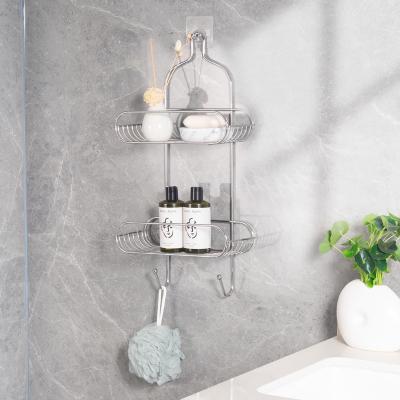 China 2 Tiers Bathroom Organizer Small Hanging Shower Caddy Stainless Steel for sale