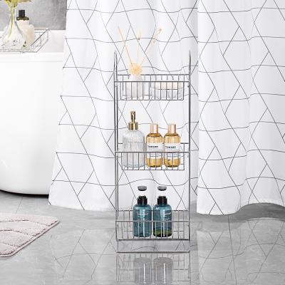 China Chrome Finishing 3 Tiers Bathroom Shower Caddy Standing Type Stainless Steel for sale