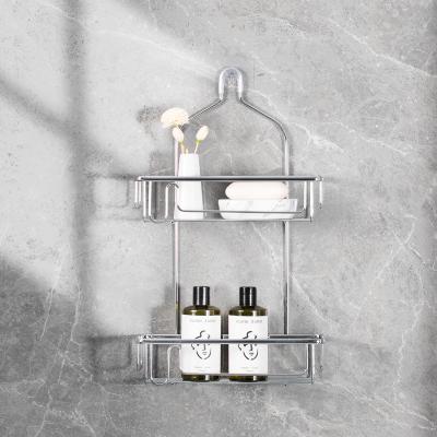 China Steel Hanging Bathroom Shower Caddy ，Dual Tier Shower Rack Organizer for sale