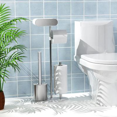 China Compact Stainless Steel Toilet Brush And Toilet Paper Holder Set For Bathroom for sale