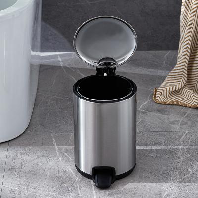 China 3L 5L 12L 20L 30L Steel Round foot operated trash can for Home Bathroom Kitchen for sale