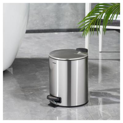 China 30L Soft Close Round Armor Pedal Trash Bin For Bathroom Waste Management for sale