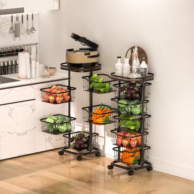 China Multifunctional Metal Storage Trolley , Kitchen Rotating Trolley Three Layer for sale