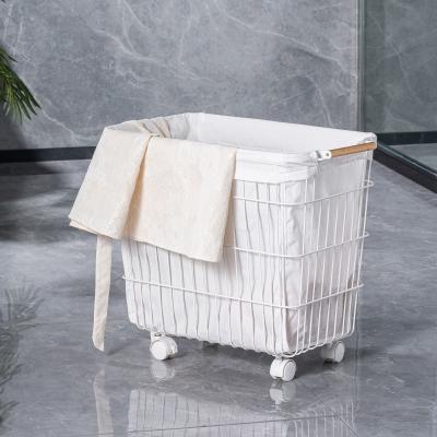 China Customized Square Metal Laundry Basket , Rolling Metal Laundry Hamper for sale