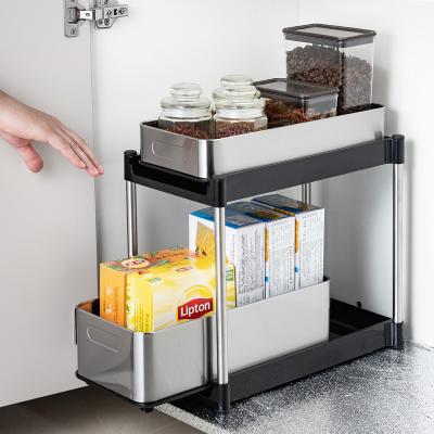 China Keep Your Kitchen Countertop Clutter-Free With 2 Tiers Stainless Steel Kitchen Rack 1kg 395*230*389mm for sale