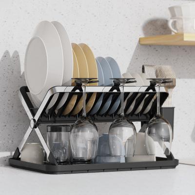 China Foldable Stainless Steel Dish Rack For Rectangle Plates for sale