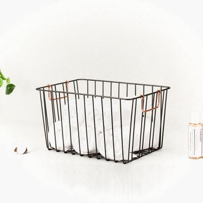 China Bathroom Multifunctional  Basket Organiser Drawer Organiser Household Metal Basket With Handle For Sundries for sale