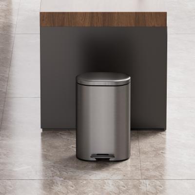 China Soft Close Pedal Bin 30L Stylish Oval Stainless Steel Household Trash Bin With Anti-Fingerprint rounded rectangle trash can Dust Bin for sale