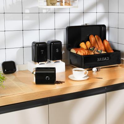 China Metalen broodbakset Crown Series Morden Luxury Design Style Vierkante Keukenopslagcontainers voor brood, thee en koffie Te koop