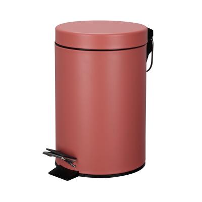 China 3L/5L/8L/12L/20L/30L SS Round Trash Bin Stainless Steel Rolling Cover Foot Pedal Bin Ideal for Home Office or Commercial for sale