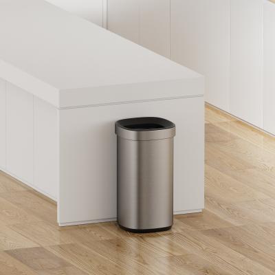 China 30L Stainless Steel Waste Bin Household Open Top Big Capacity Trash Can with Rectangular Design and Durable Construction for sale