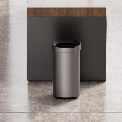 China High Capacity 40L Stainless Steel Trash Can Stylish Garbage Bin for Home Open Top and Large Capacity for sale