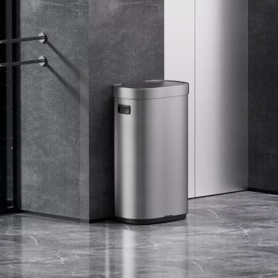 China Touchless Waste Bin for Automatic Trash Can 80L Stainless Steel Smart Sensor Trash Bin Living Room for sale