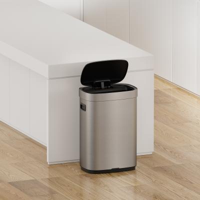 China Sensor Control 65L Automatic Touchless Smart Waste Bin for Office Kitchen Lid Opens Automatically Stainless Steel for sale