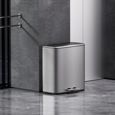 China 28L*2 Stainless Steel Indoor Household Kitchen Recycle Bin with Removable Inner Bucket for sale