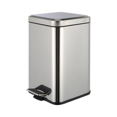 China Square Foot Pedal Waste Bin 3L Dustbin Step Trash Bin Stainless Steel Trash Can Metal Garbage Can for Office Hotel Home for sale