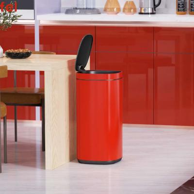 China 30L/40L/50L Capacity Powder Coating Office Trash Can with Touch Button Sustainable Button Open Bin for sale