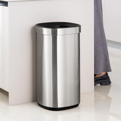 China Storage Bucket Household Stainless Steel Open Top Trash Can Without Lid for Stylish and Contemporary Home for sale