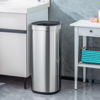 China Customer Logo Household Big Capacity Open Top Rectangle Trash Bin 8L/12L/20L/30L Stainless Steel Trash Can Without Lid for sale