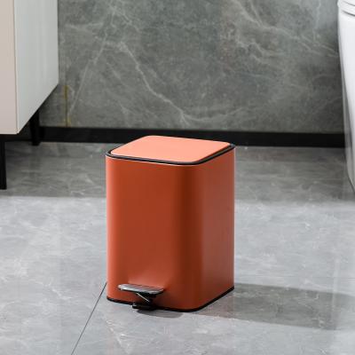 China Foot Pedal Stainless Steel Bathroom Trash Can 3L 5L Soft Close Rectangle Waste Bin for Household Needs for sale