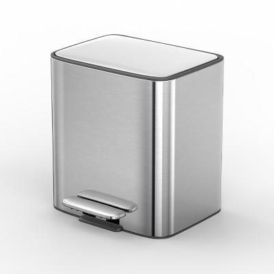 China 11.5L*2 Square Stainless Steel Soft Close Pedal Bin for Recycling and Waste Management Space-Saving Solution for sale