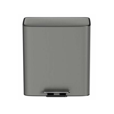 China Rolling Cover Type 28L*2 Stainless Steel Soft Close Square Pedal Trash Bin for Office and Living Room for sale