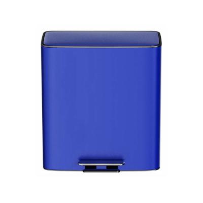 China 28L*2 Stainless Steel Soft Close Square Pedal Trash Bin for Home Office Living Room Recycle Trash Can for sale