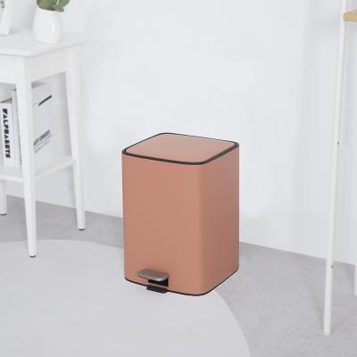 China 18L Stainless Steel Soft Close Square Pedal Trash Bin for Living Room and Office Foot Pedal Structure for sale