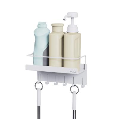 China Household Magnetic Attraction Shower Rack With Towel Holder No Drilling Bathroom Organizer Wall Mounted Shower Caddy for sale