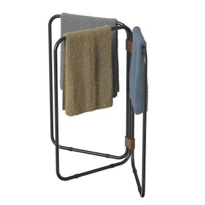 China Foldable Removable Rectangle Household Bathroom Metal FOLDABLE Compact Freestanding Towel Holder for sale