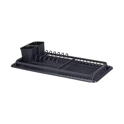 China Home Basic Rustproof Aluminum Dish Rack With Draining Board And Utensil Holder for sale