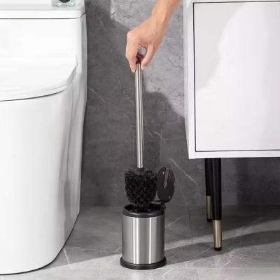 China Economic Stainless Steel Toilet Brush With Easy Automatic Open Holder And Anti-Bacterial PP Brush Filament for sale