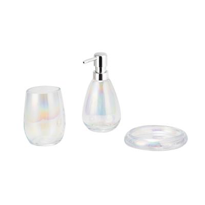 China Kleurrijke schelpen Stijl Glas Zeep Foam Dispenser Tandborstel Houder Badkamer Accessoires Set Te koop