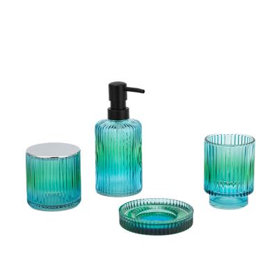 China Kleurrijke schelpen Stijl Glas Zeep Foam Dispenser Tandborstel Houder Badkamer Accessoires Set Te koop