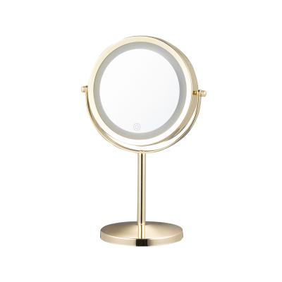 Chine Ronde métal debout Maquillage miroir Avec des lumières à LED à vendre