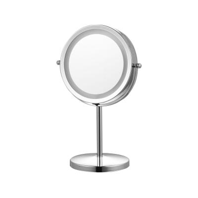 China touch control led round metal standing Makeup Mirror With led lights for sale