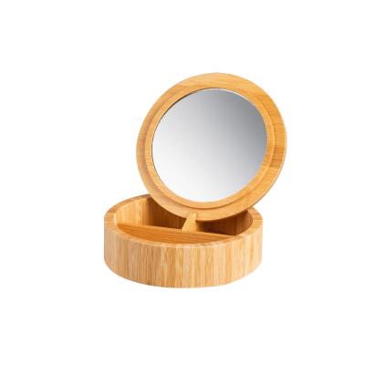 Chine miroir de maquillage avec bijoux en bambou Boîte de rangement à vendre