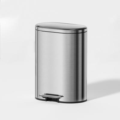 China Weich geschlossener Pedalbehälter 30L stilvoller ovaler Edelstahl Haushaltsmüllbehälter mit Anti-Fingerabdruck rundem Rechteck Müllcontainer zu verkaufen