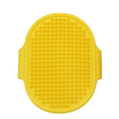 China Viable Silicone Pet Grooming Brush For Bathing Massage Brush Shampoo Rubber Comb With Adjustable Ring for sale