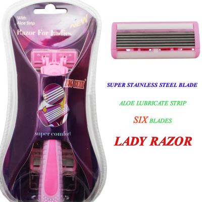 China Six STAINLESS STEEL RUBBER BLADE HEAD SIX FIX blade DISPOSABLE LADIES SHAVING RAZOR for sale