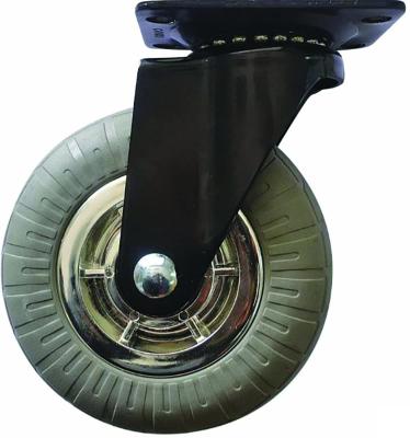 China Heavy Duty 100/125/150/200mm Super Rigid No Noise Welded Iron Gray Solid Elastic Rubber Caster Wheel for sale