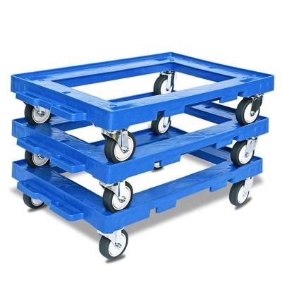 China Unisilent 200kg Turnover Durable Box Trolley Easy Connectable Carry Tote Plastic Container Moving Dolly Box Cart for sale