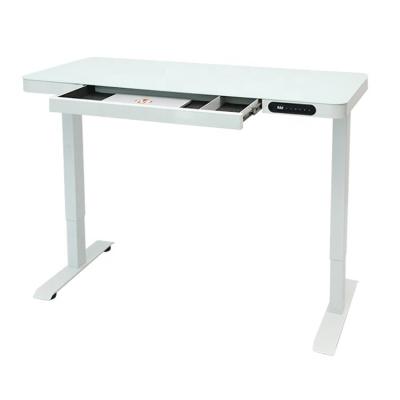 China (Size)Adjustable Adjustable Motorized Glass Desk For Computer I Desk Sit Stand Electric Standing Desk With Drawers for sale