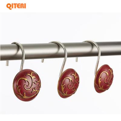 China Sustainable Shower Curtain Hooks Rings , Polished Chrome Metal Bathroom Shower Curtain Hooks for sale